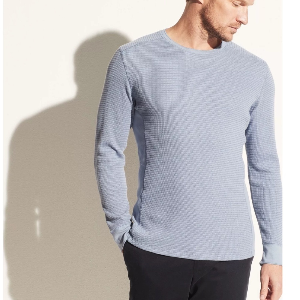 Vince Thermal Long Sleeve Crew Infinity Blue Size XL NWT